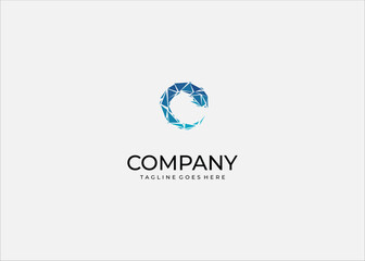 Obraz premium Abstract polygonal blue circular design symbolizing technology innovation connection unity progress transformation futuristic digital network geometric shape modern identity branding.