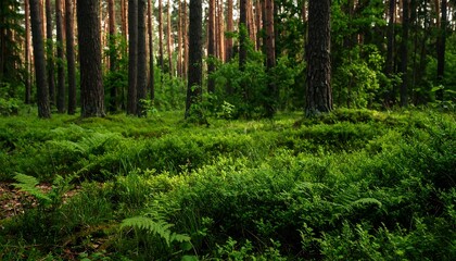 Fototapeta premium Forest Floor Lush Green Plants.
