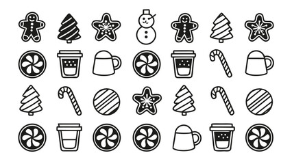 Festive doodle collection holiday icons for christmas and winter celebrations simple line art