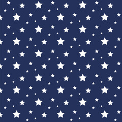 Cute blue white stars seamless pattern design