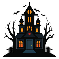 Haunted House Illustration for Halloween Decoration
