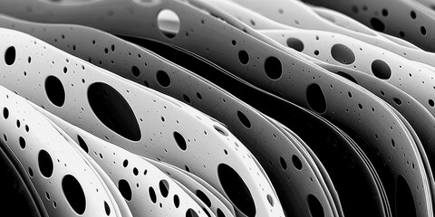 Layers of paper with holes showcase intricate patterns and textures