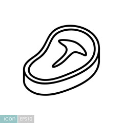 T-bone Steak Vector Outline Icon Design