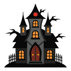 Spooky Horror Castle Illustration for Halloween