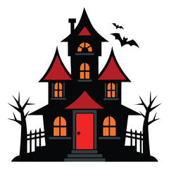 Halloween Night Haunted House Isolated Clipart