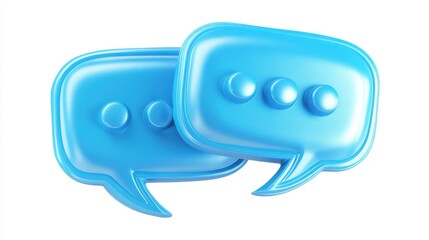 Fototapeta premium Blue live chat 3d on white background. Dialog, chat speech bubble. Live chat 3d, 3d graphic illustration icon, png.