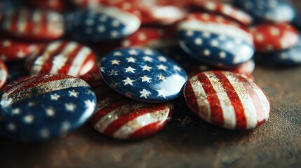 Patriotic american flag pins with stars and stripes for national celebrations