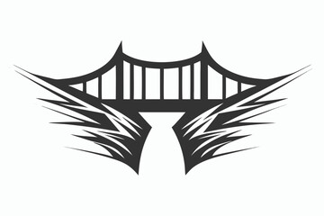 Isolated Dark Bridge Design with Sharp Edges on a White Background