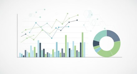 Modern Business Data Visualization with , Bar, and Donut Charts on a Clean White Background