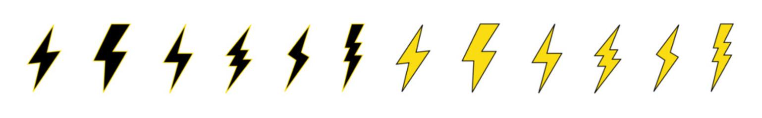 Bolt lightning icon vector for energy, electricity, power, and digital interface design