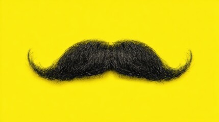 Realistic black mustache on bright yellow background for movember inspiration
