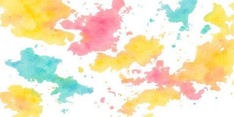 Colorful artistic paint splatters create a vibrant watercolor background with a dynamic ink splash pattern