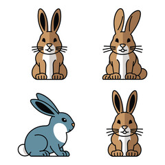 Four adorable cartoon rabbits cute easter spring animal companions graphics