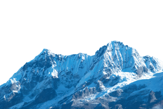 Mountains Kangchenjunga range with peaks in snow, winter mountains panorama in PNG isolated on transparent background - Powered by Adobe