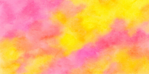 Vibrant orange, pink, and yellow watercolor paints create a whimsical abstract texture with an artistic vintage grunge pattern