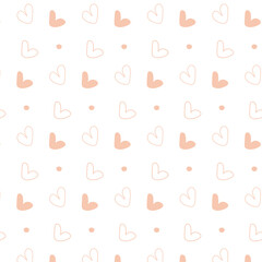 Hand drawn pastel pink cute hearts seamless pattern design