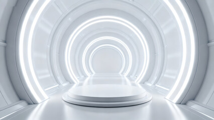 Obraz premium Futuristic White Lighting Tunnel