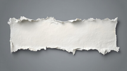 Fototapeta premium White Torn Paper Banner on Gray Background with Copy Space