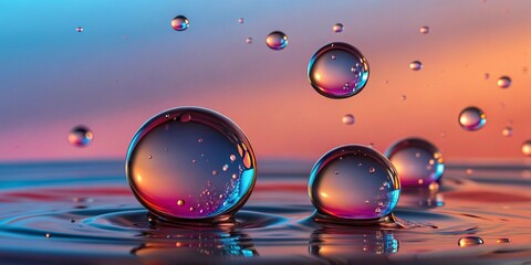 Floating 3D Spheres &ndash; Gradient Liquid Background & Shiny Reflections