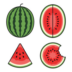 Fresh watermelon slices and whole fruit collection for summer refreshment