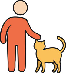 Simple graphic of person petting a cat, friendship and companionship