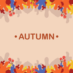 Colorful banner with autumn fallen leaves. Abstract autumn background for social networks. Web template for event invitation, discount coupon, advertising and promotional events - Vector illustration
