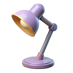 3d purple desk lamp with adjustable arm isolated on transparent background