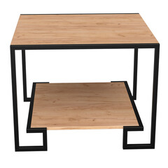 Modern loft style coffee table with metal frame and wooden top. Minimalist industrial design, perfect for living room, office, or stylish interior.