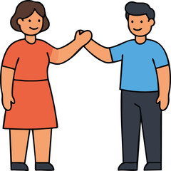 Illustration of a man and a woman bumping fists in agreement