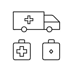 medical car icon set vector 