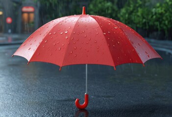 red umbrella and rain drops