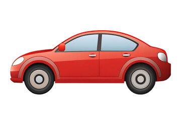 Red Sedan Car Illustration Side View on Transparent Background