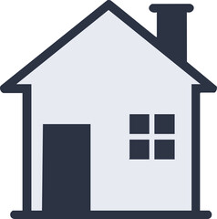 Simple monochrome house icon on clean white background illustration