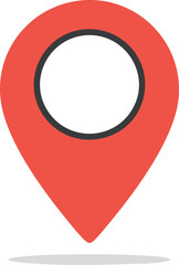 Red location pin, map pointer icon on white background illustration