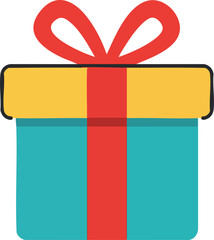 Colorful present with bow, gift box for birthday or special occasion