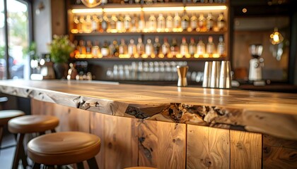 Rustic bar counter with wood detail