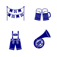 Oktoberfest elements including beer, lederhosen, and decorations - Funny oktoberfest vector set