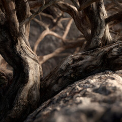 Exploring the Timeless Beaty and Intricate Patterns f Gnarled Tree Trunks in Srene Natural Landscapes