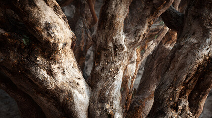 Exploring the Timeless Beaty and Intricate Patterns f Gnarled Tree Trunks in Srene Natural Landscapes
