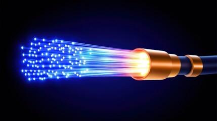 Colorful light streams from a futuristic nozzle in a dark environment showcasing vibrant technology