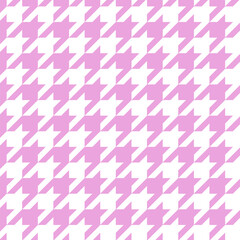 Cute pink and white houndstooth seamless pattern design