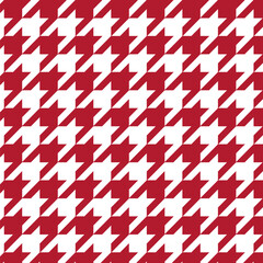 Red and white color contrast houndstooth seamless pattern design