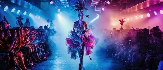 Fototapeta premium Fashion show performer on runway