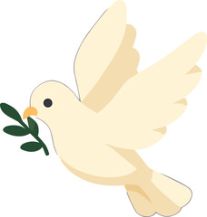 The image shows a white dove carrying an olive branch, symbolizing peace, hope, and reconciliation.