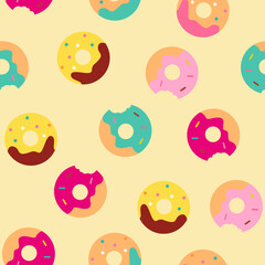 Colorful Bitten Donuts Cream