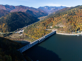 Autumn Mountain Road with a Lake