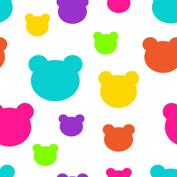 Colorful Teedy Bear Heads White