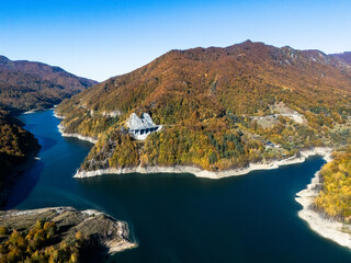 Autumn Mountain Road with a Lake