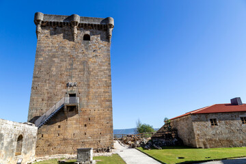 Obraz premium The imposing medieval keep (Tower of Homage) of the historic Montalegre Castle in the Trás-os-Montes region of Portugal