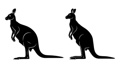 Vector art of two kangaroos standing on their hind legs